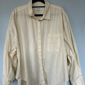 Oversized yellow Button down Cotton Blouse